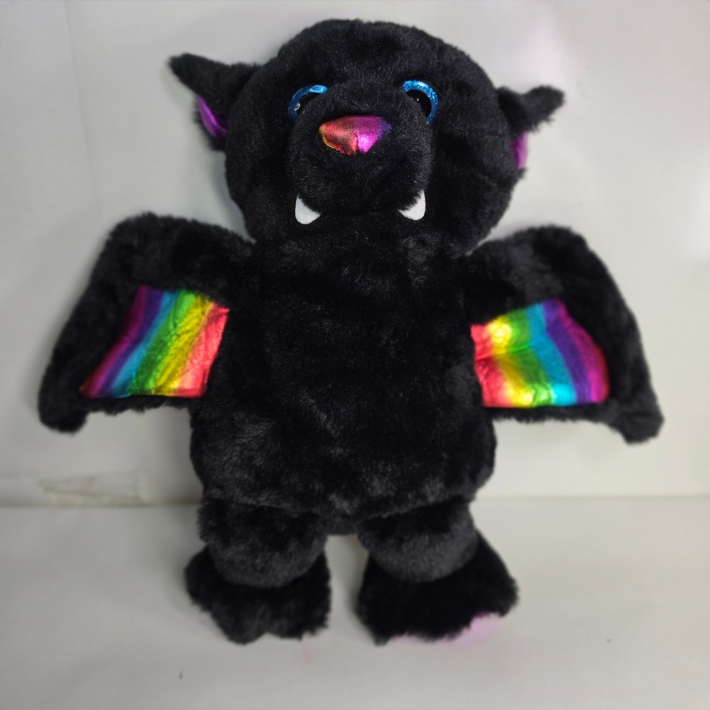 Teddy Mountain Bruce the Bat Plush 16" Rainbow Metallic Wings Halloween Black